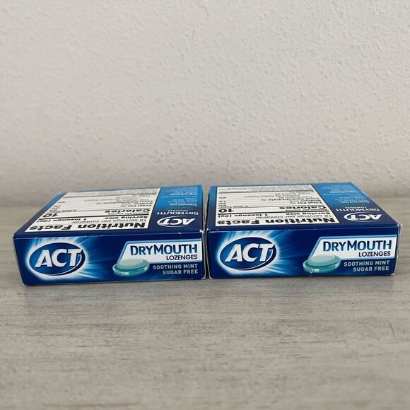 ACT Dry Mouth Lozenges Soothing Mint With Xylitol - 18 Count- 2 Boxes - Picture 5 of 5